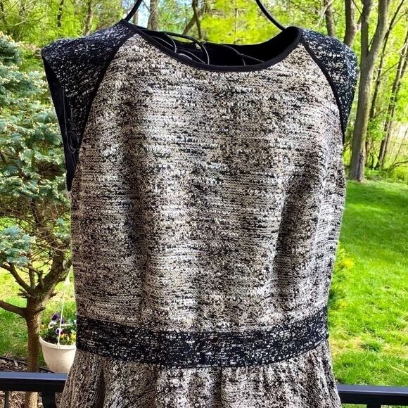 RACHEL ZOE MARLEY BLACK/GRAY METALLIC FLARE DRESS 8 NWT - Picture 8 of 16